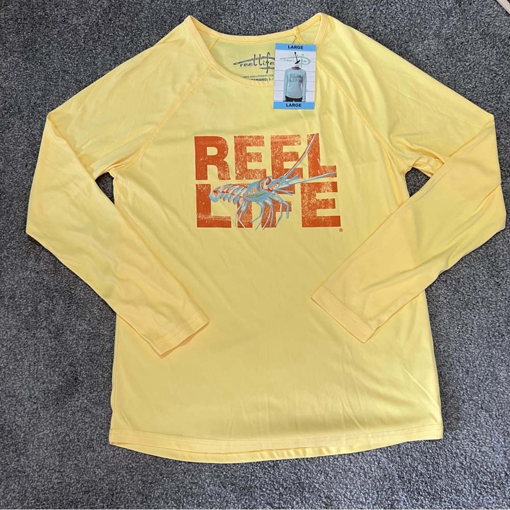 Reel life top womens large yellow long‎ sleeve upf sun protection fishing swim